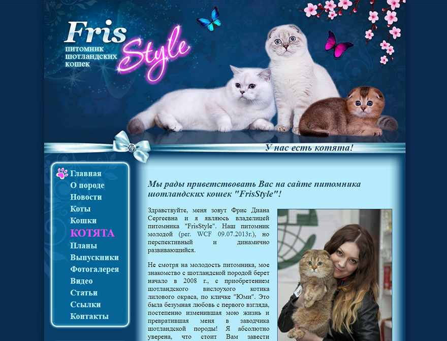 Сайт питомника шотландских кошек FrisStyle