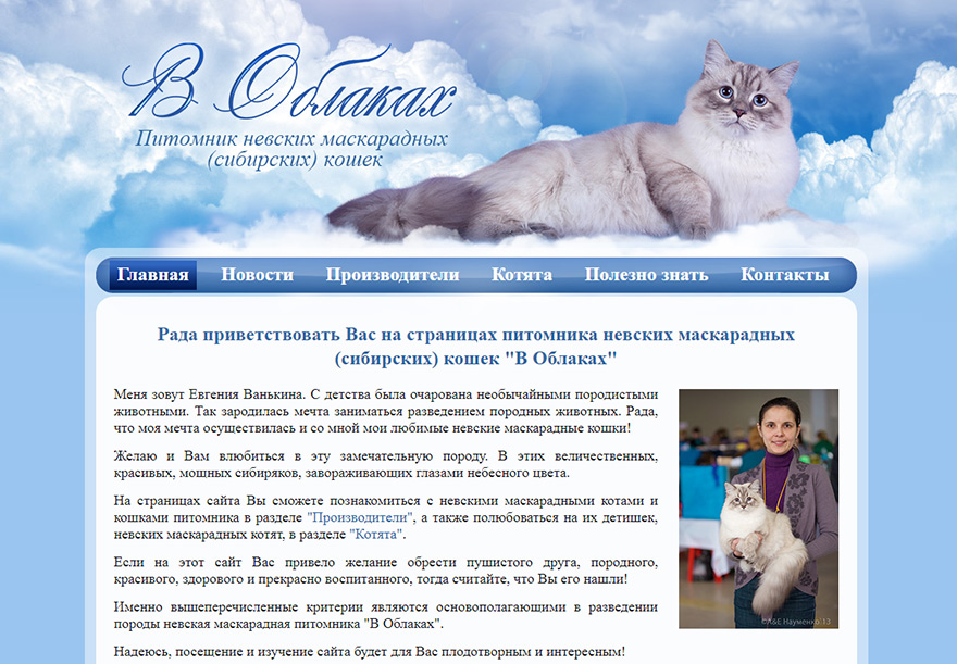 Сайт питомника невских маскарадных кошек В облаках